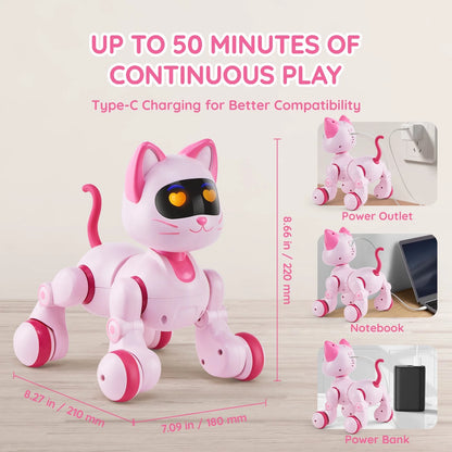 VEVOR RC Robot Cat Toy for Kid Talking Dancing Touch Remote Control Programmable