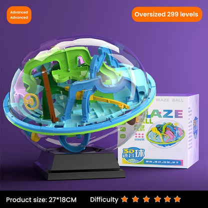 3D Puzzle Ball Maze Toy Children Challenge Obstacle Game Labyrinth Ball 3D Maze Montessori Puzzle Balance Traine Clearance Game