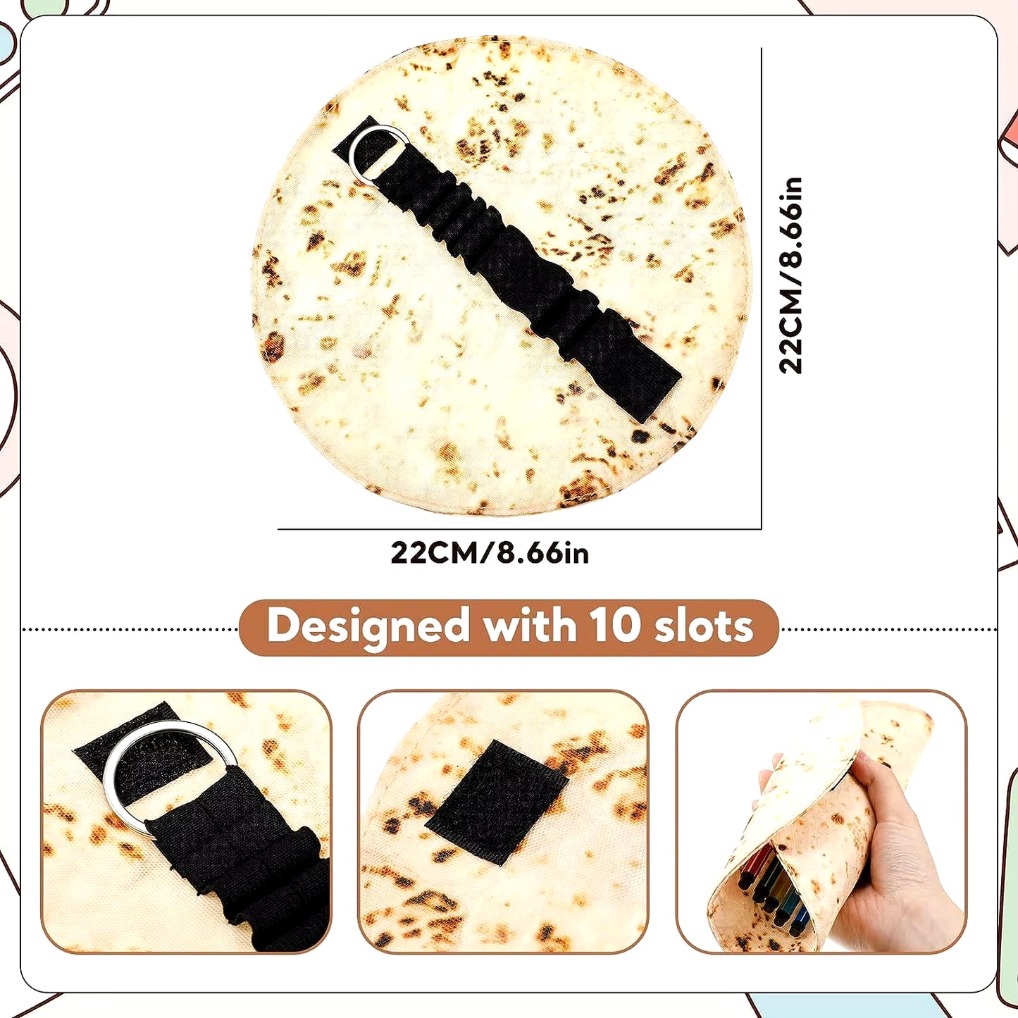 Funny Tortilla Roll Pencil Case Holder Funny Burrito Roll Pen Pouch Pencil Bag Office School Stationery Storage Makeup Case Bag